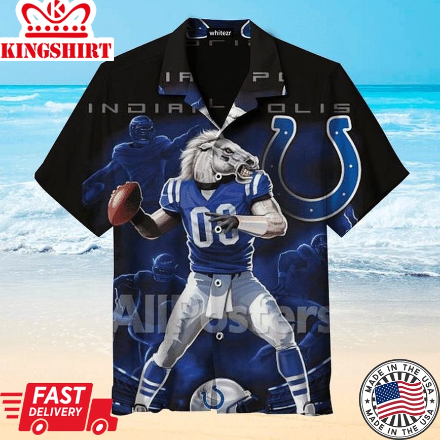 Nfl Indianapolis Colts Mascot Blue Trendy Hawaiian Shirt Aloha Shirt