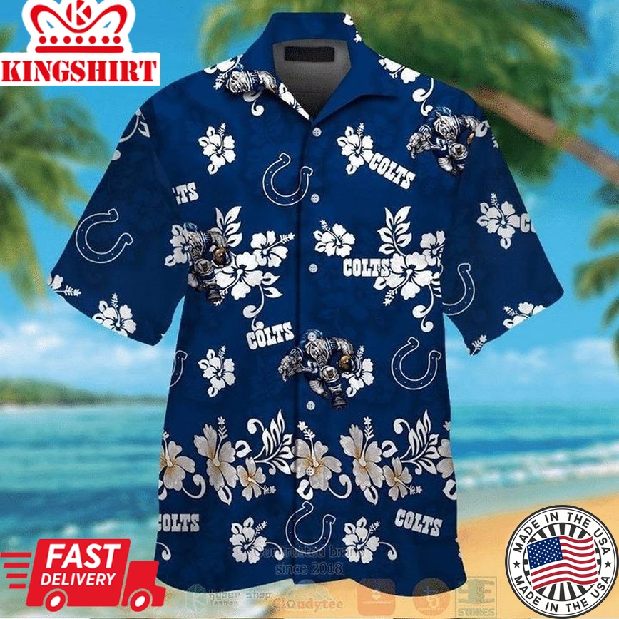 Nfl Indianapolis Colts Mascot Blue Trendy Hawaiian Shirt V2 Aloha Shirt