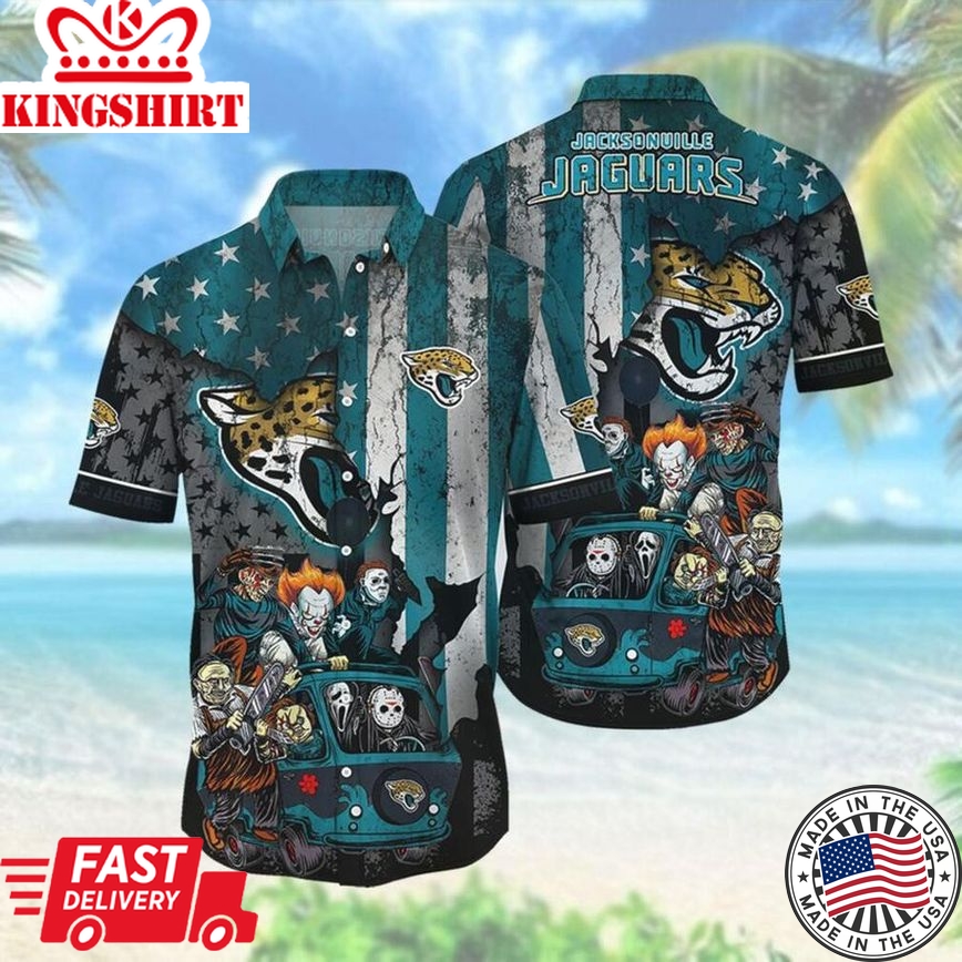 Nfl Jacksonville Jaguars Halloween America Flag Trendy Hawaiian Shirt Aloha Shirt