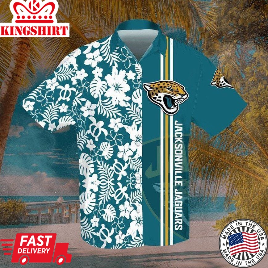 Nfl Jacksonville Jaguars Teal Flower Trendy Hawaiian Shirt Aloha Shirt