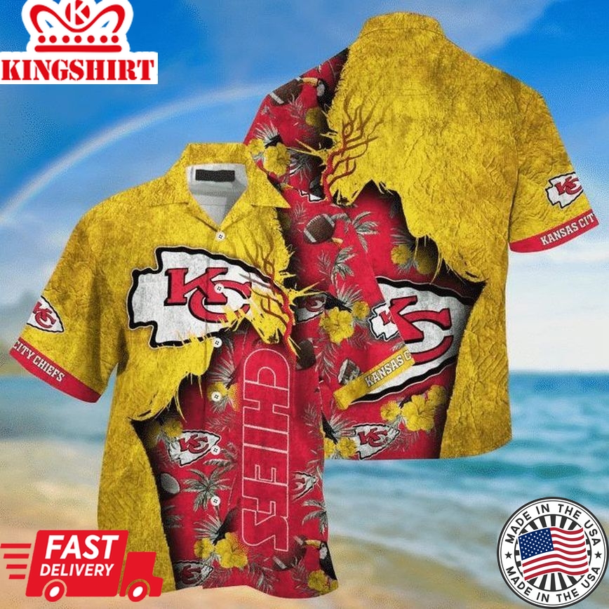 Nfl Kansas City Chiefs Gold Red Trendy Hawaiian Shirt Aloha Shirt