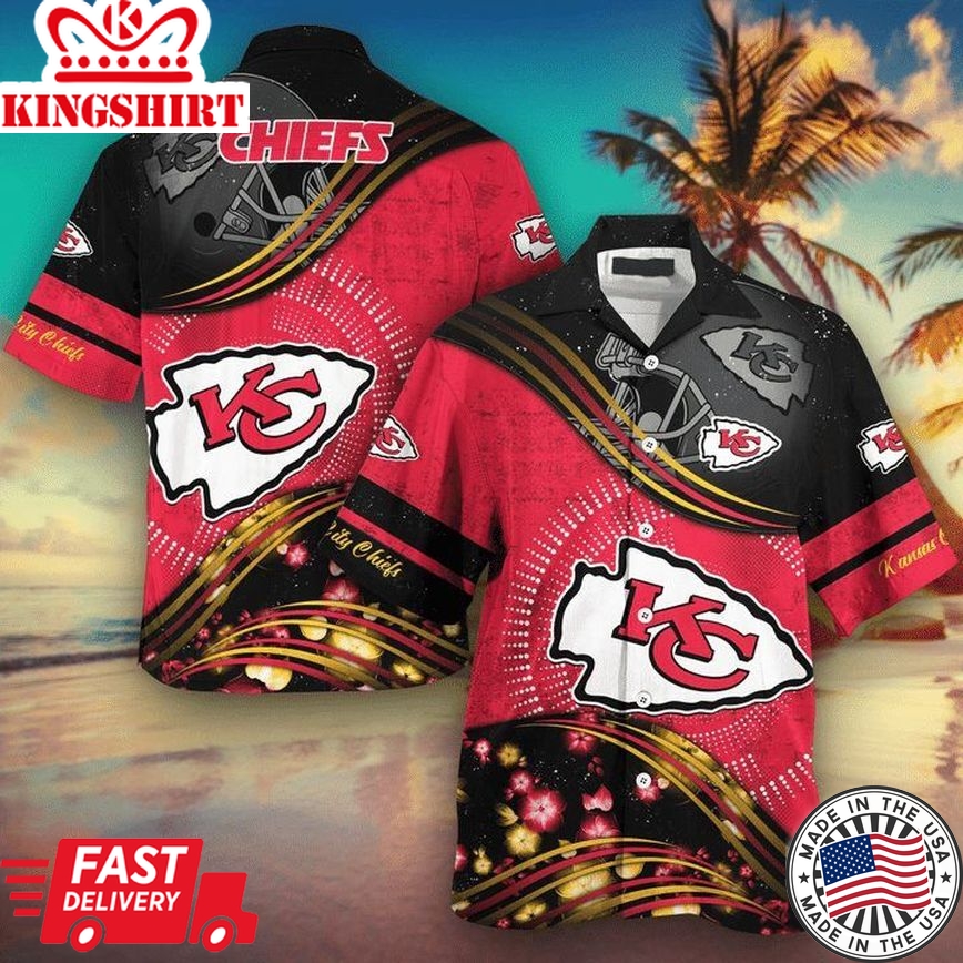 Nfl Kansas City Chiefs Red Black Trendy Hawaiian Shirt Aloha Shirt