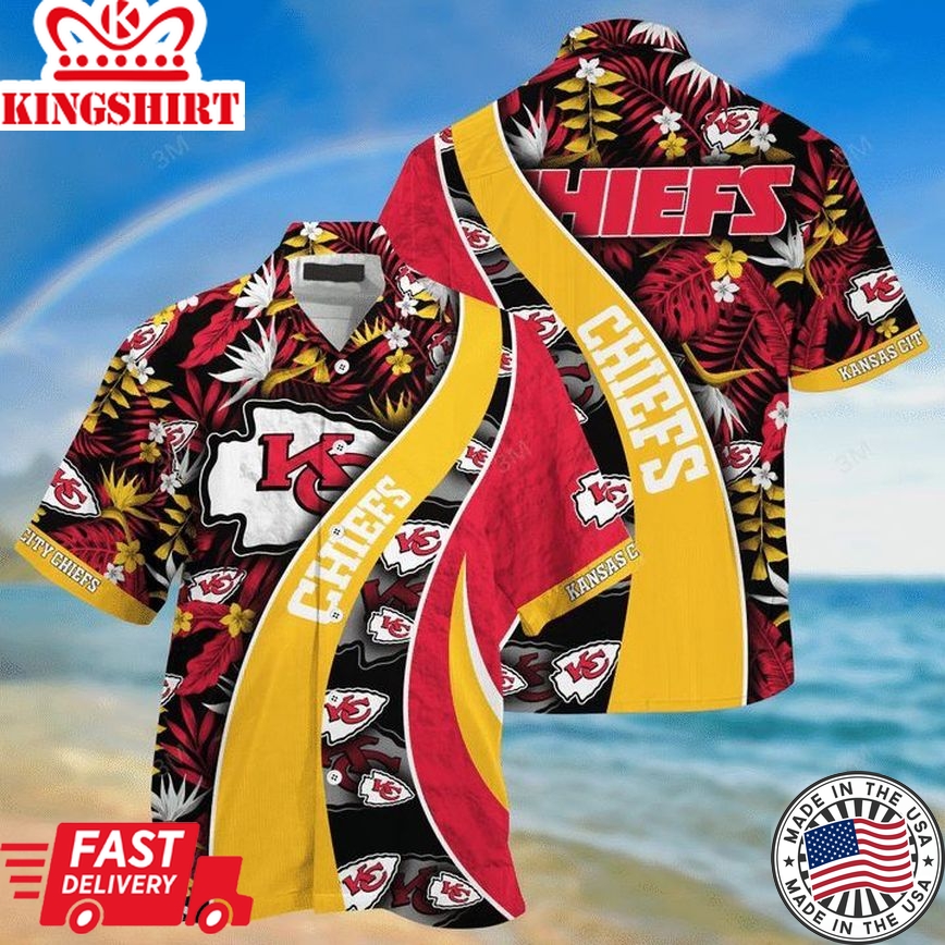 Nfl Kansas City Chiefs Red Gold Trendy Hawaiian Shirt Aloha Shirt