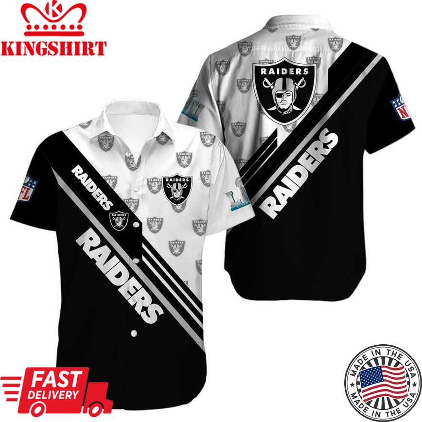 Nfl Las Vegas Raiders Black White Trendy Hawaiian Shirt Aloha Shirt