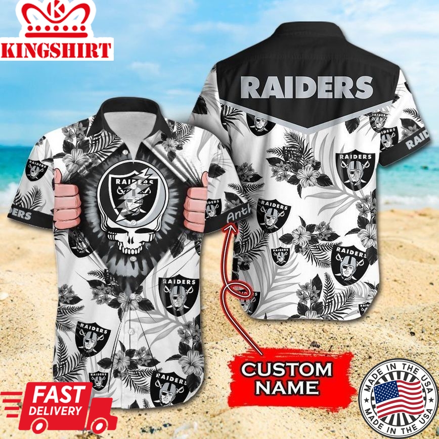 NFL Las Vegas Raiders Grateful Dead Gift For Fan Personalized Hawaiian Shirt & Short