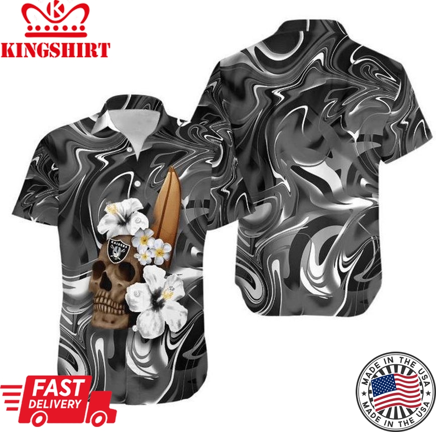 Nfl Las Vegas Raiders Skull Flowers Trendy Hawaiian Shirt Aloha Shirt