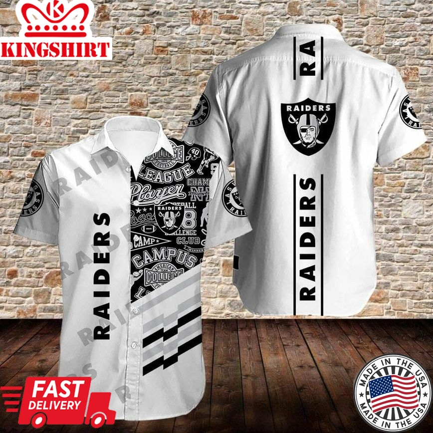 Nfl Las Vegas Raiders White Trendy Hawaiian Shirt Aloha Shirt