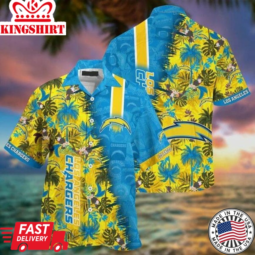 Nfl Los Angeles Chargers Blue Gold Trendy Hawaiian Shirt V2 Aloha Shirt