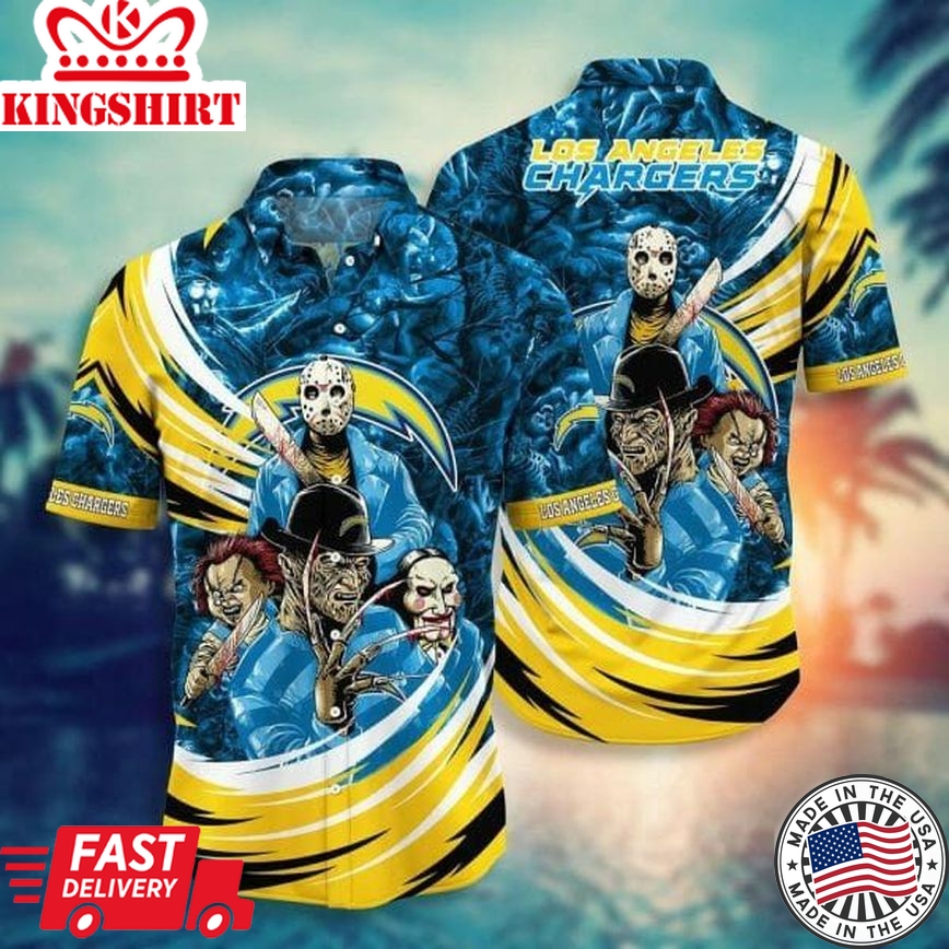 Nfl Los Angeles Chargers Halloween Blue Trendy Hawaiian Shirt Aloha Shirt