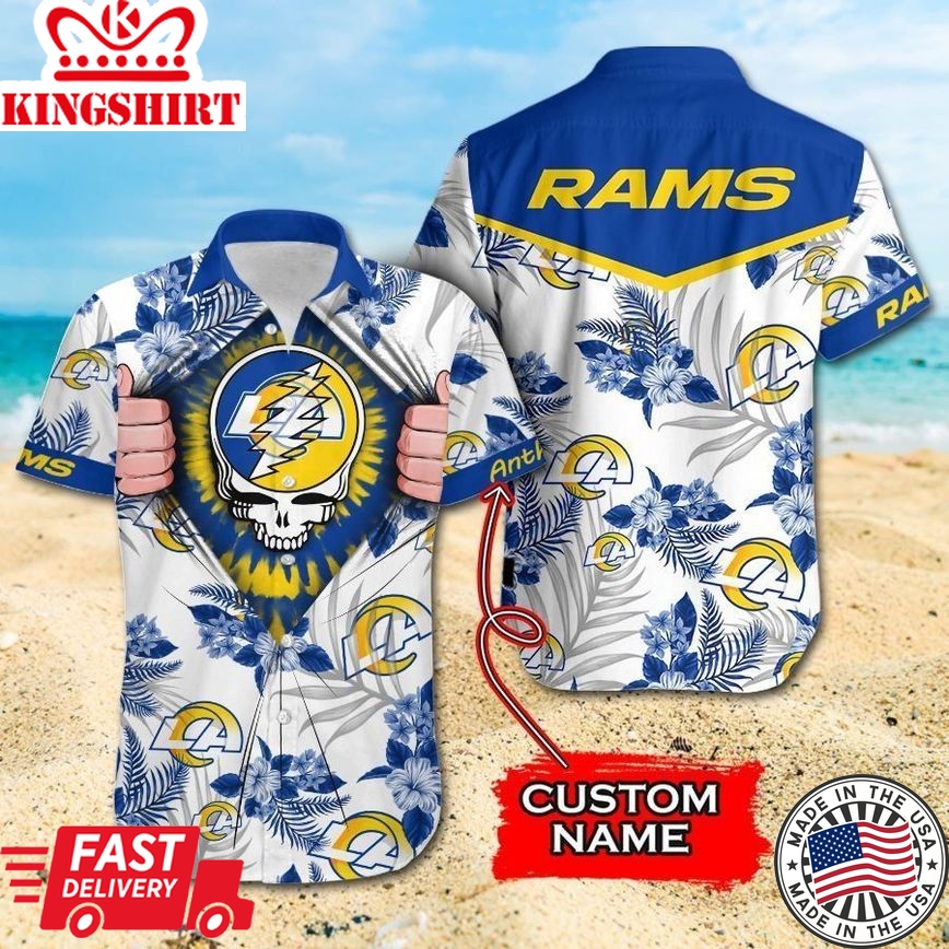 NFL Los Angeles Rams Grateful Dead Gift For Fan Personalized Hawaiian Shirt & Short