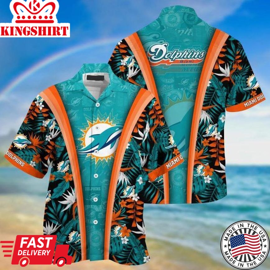 Nfl Miami Dolphins Aqua Black Trendy Hawaiian Shirt Aloha Shirt