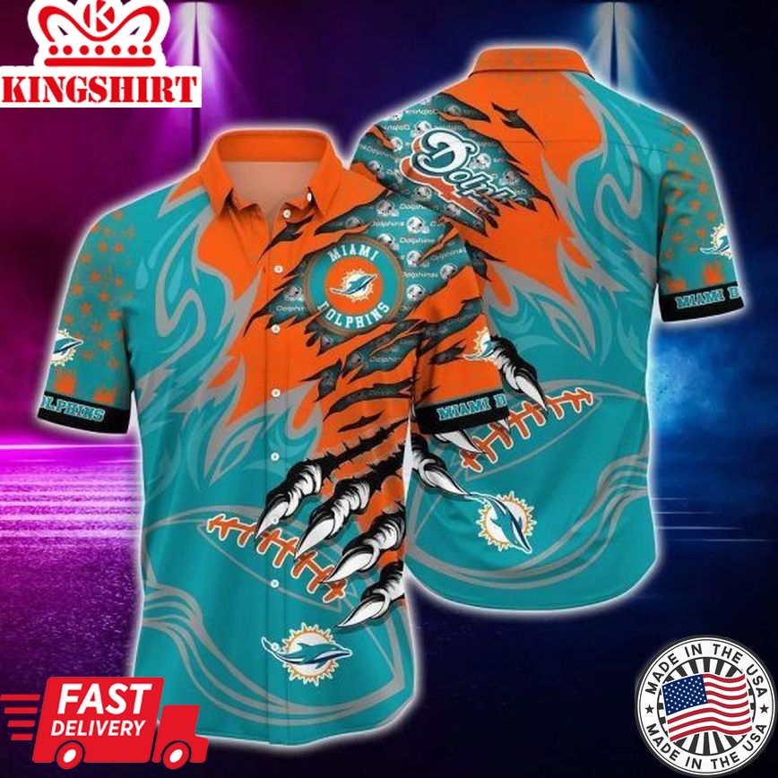 Nfl Miami Dolphins Aqua Orange Trendy Hawaiian Shirt Aloha Shirt