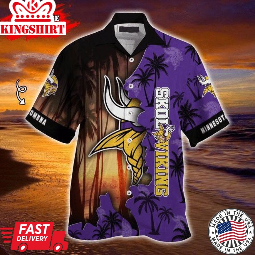 Nfl Minnesota Vikings Custom Name Coconut Purple Trendy Hawaiian Shirt Aloha Shirt