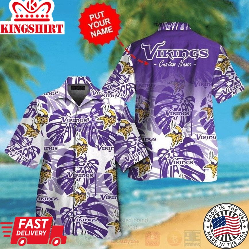 Nfl Minnesota Vikings Custom Name White Purple Trendy Hawaiian Shirt Aloha Shirt