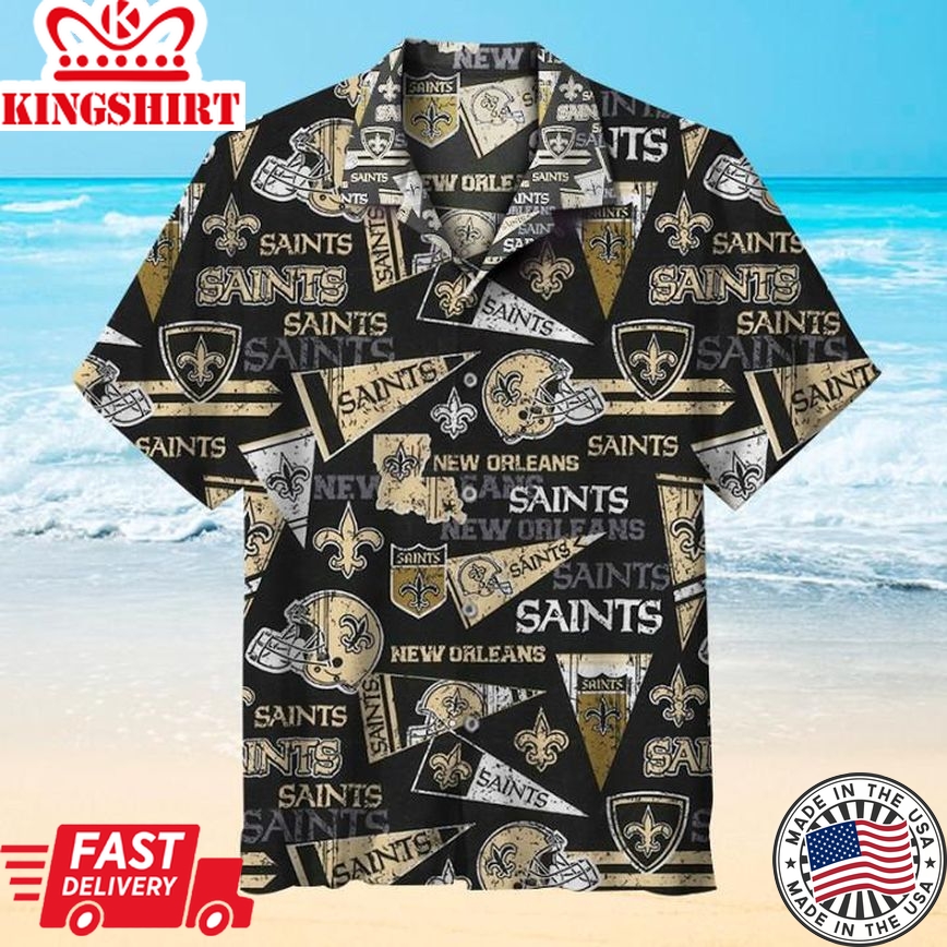 NFL New Orleans Saints Casual Hawaiian Shirt Short Sleeve