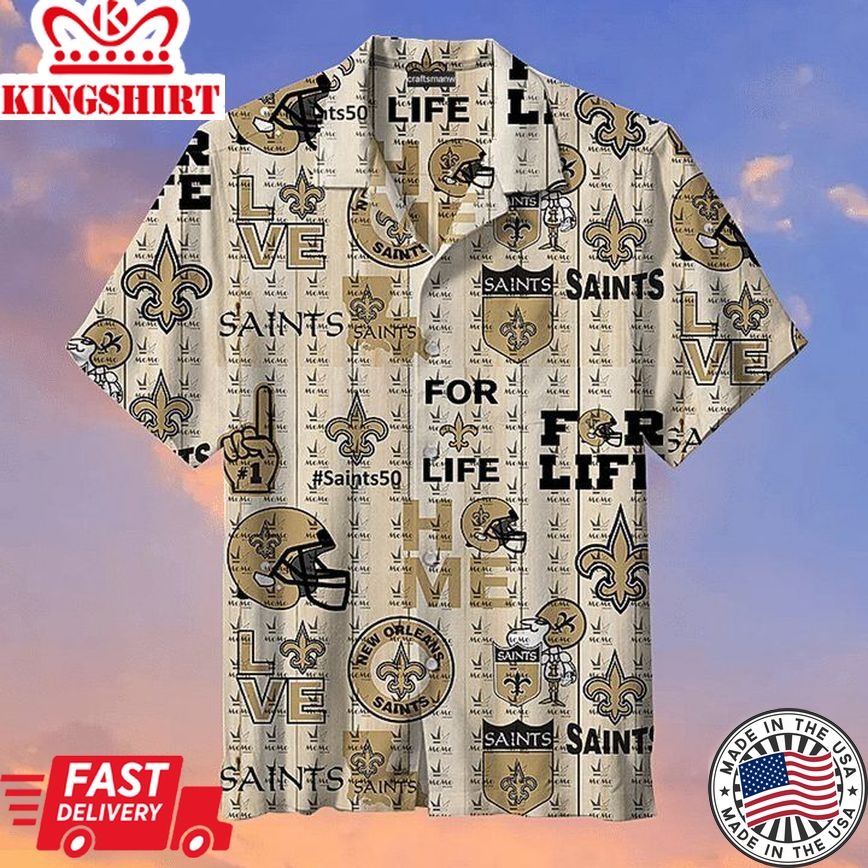 Nfl New Orleans Saints Golden Icon Logo Trendy Hawaiian Shirt Aloha Shirt