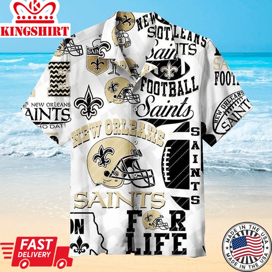 Nfl New Orleans Saints White Helmet Text Trendy Hawaiian Shirt Aloha Shirt