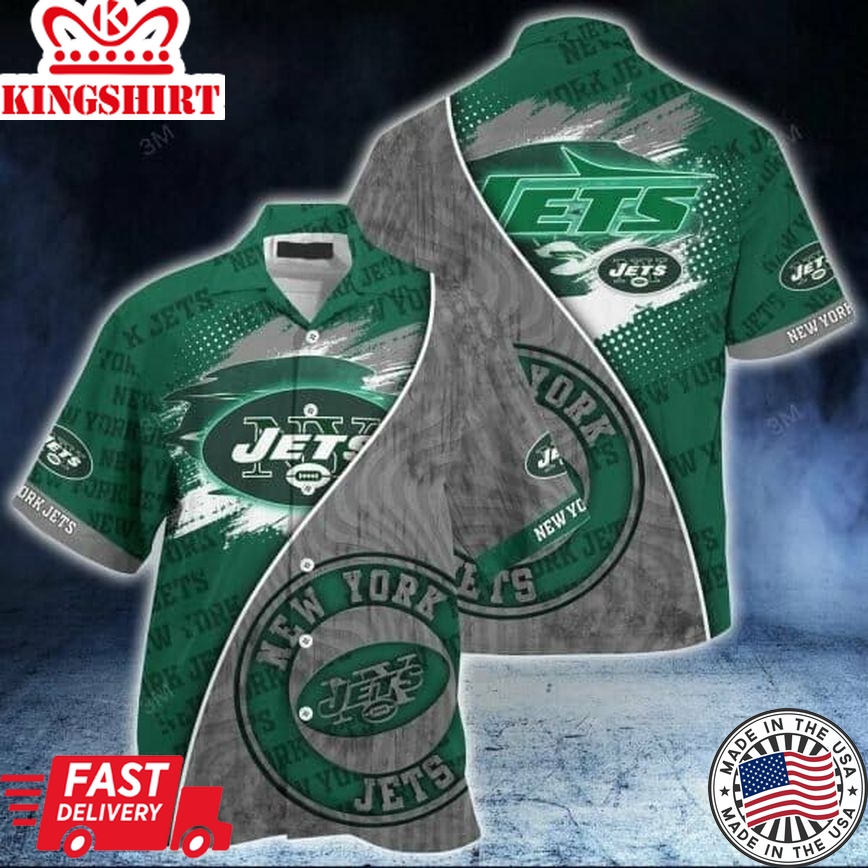 Nfl New York Jets Green Grey Trendy Hawaiian Shirt Aloha Shirt