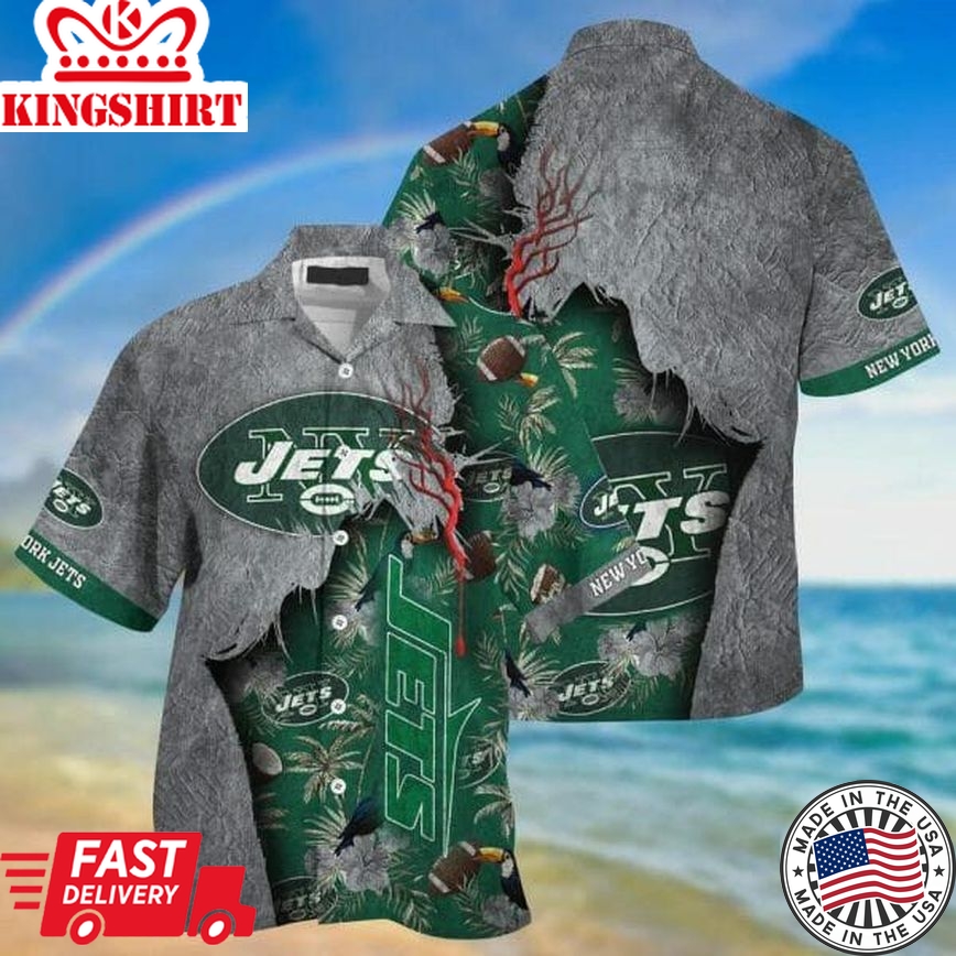 Nfl New York Jets Green Grey Trendy Hawaiian Shirt V2 Aloha Shirt