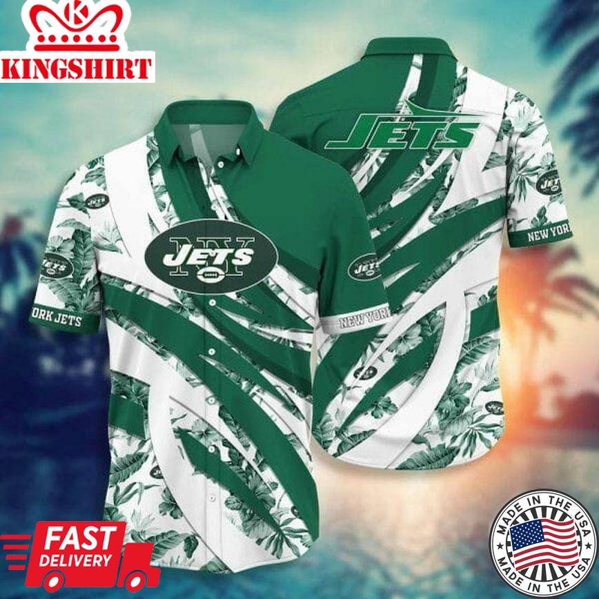 Nfl New York Jets Green White Trendy Hawaiian Shirt Aloha Shirt