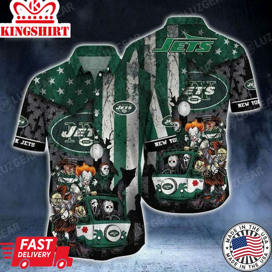 Nfl New York Jets Halloween Green Trendy Hawaiian Shirt Aloha Shirt