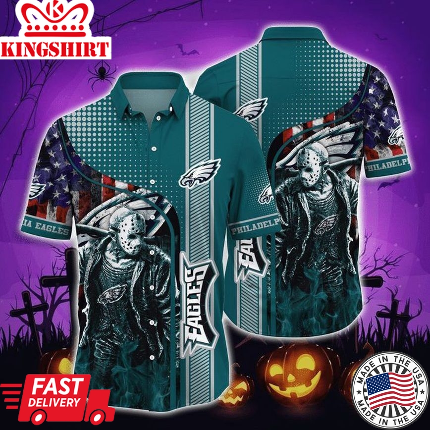 Nfl Philadelphia Eagles American Flag Halloween Trendy Hawaiian Shirt Aloha Shirt