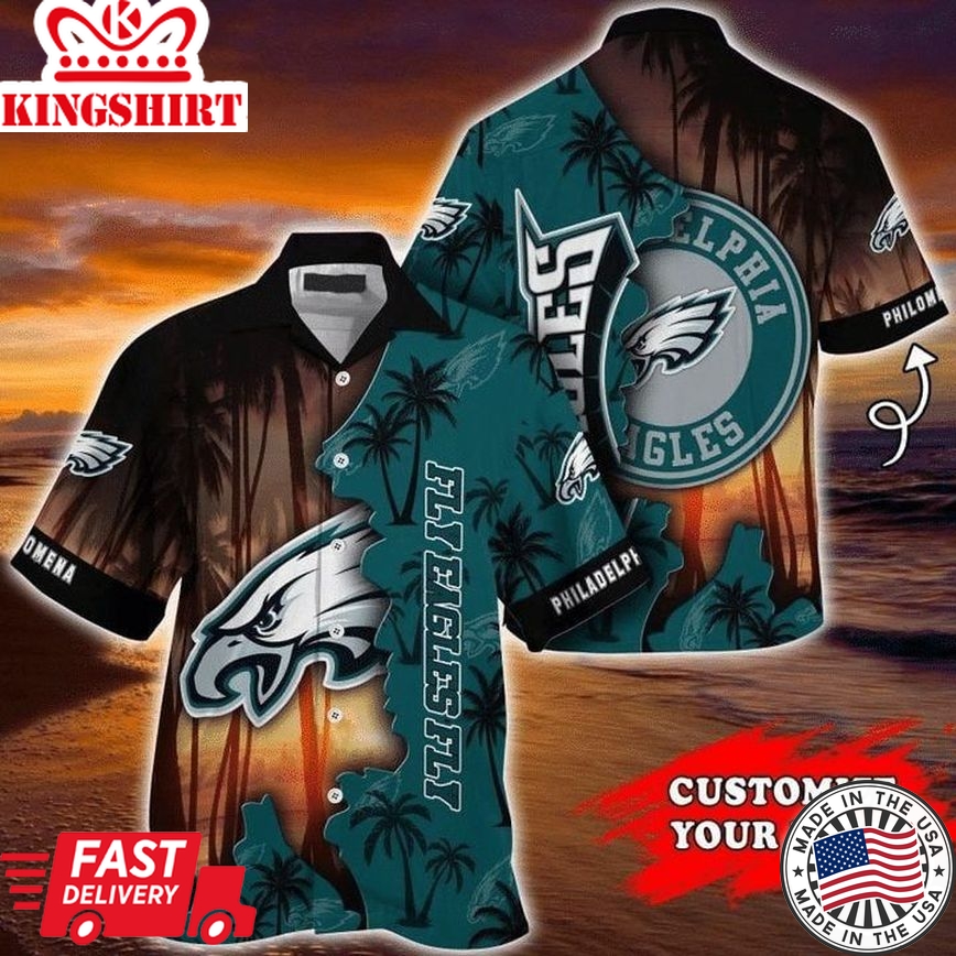 Nfl Philadelphia Eagles Custom Name Coconut Tree Trendy Hawaiian Shirt V3 Aloha Shirt