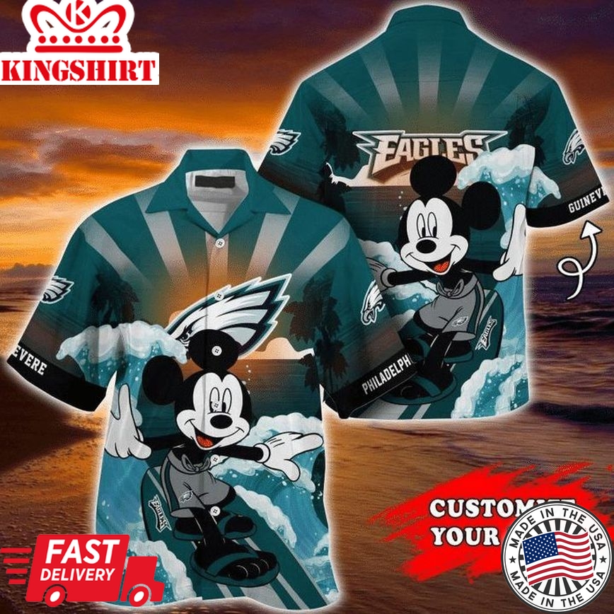 Nfl Philadelphia Eagles Custom Name Mickey Mouse Trendy Hawaiian Shirt Aloha Shirt