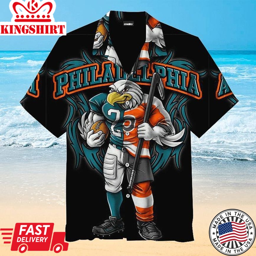 Nfl Philadelphia Eagles Mascot Black Trendy Hawaiian Shirt Aloha Shirt