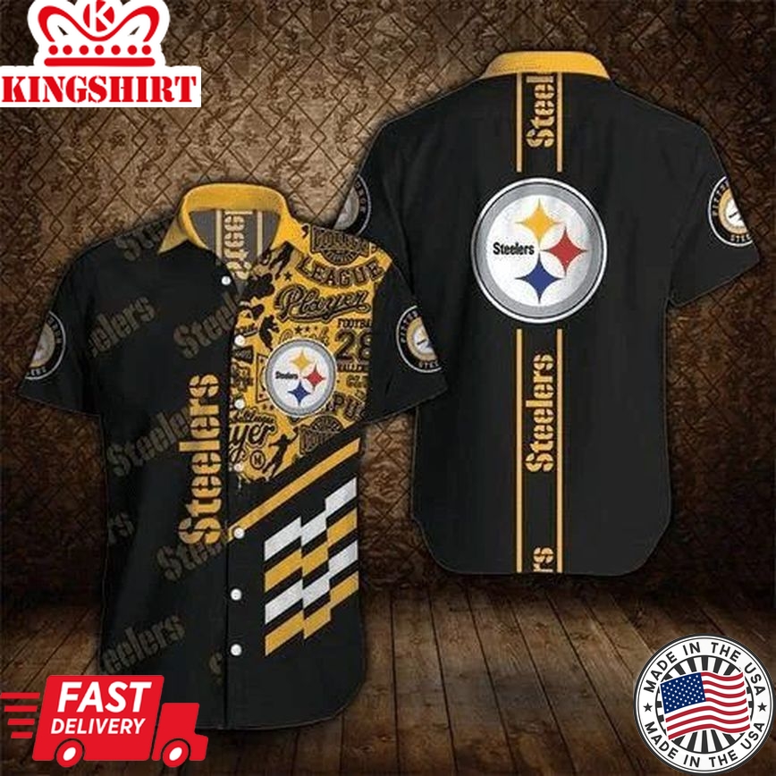 Nfl Pittsburgh Steelers Black Golden Edition Trendy Hawaiian Shirt Aloha Shirt