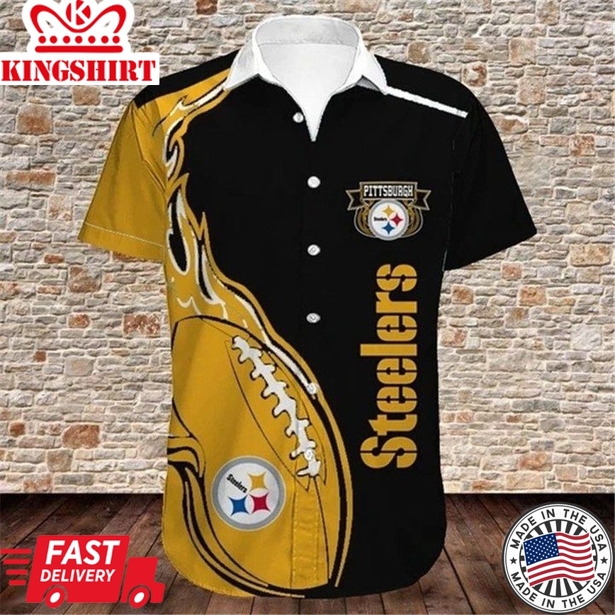 Nfl Pittsburgh Steelers Black Yellow Ball Trendy Hawaiian Shirt Aloha Shirt