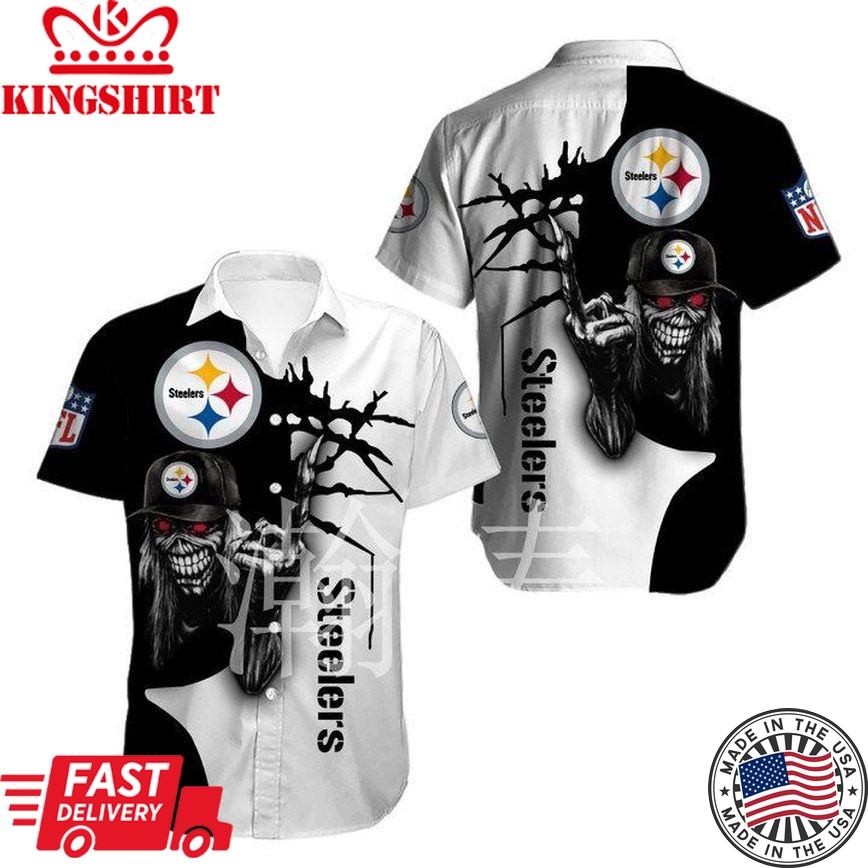 Nfl Pittsburgh Steelers Button Up Shirt Iron Maiden Trendy Hawaiian Shirt Aloha Shirt