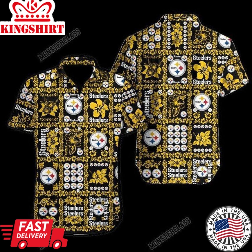 Nfl Pittsburgh Steelers Golden Black Gomoku Trendy Hawaiian Shirt Aloha Shirt