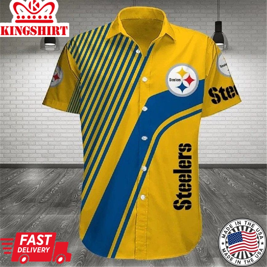 Nfl Pittsburgh Steelers Golden Blue Design Trendy Hawaiian Shirt Aloha Shirt