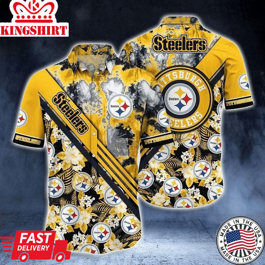 Nfl Pittsburgh Steelers Golden Smoke Black Trendy Hawaiian Shirt Aloha Shirt