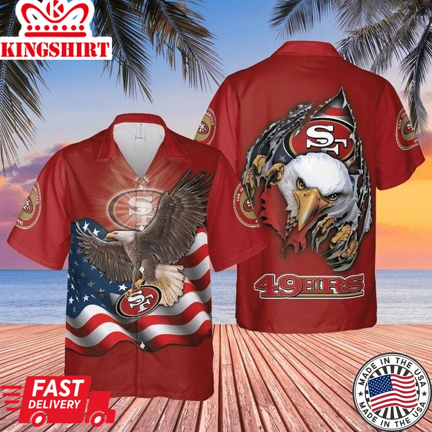 Nfl San Francisco 49Ers Eagles American Flag Trendy Hawaiian Shirt Aloha Shirt