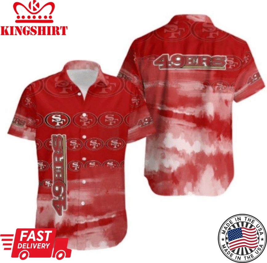 Nfl San Francisco 49Ers Red Multi Logo Above River Trendy Hawaiian Shirt Aloha Shirt