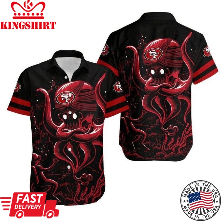 Nfl San Francisco 49Ers Red Octopus Ghost Trendy Hawaiian Shirt Aloha Shirt