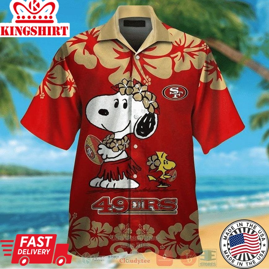 Nfl San Francisco 49Ers Red Snoopy In Beach Trendy Hawaiian Shirt Aloha Shirt