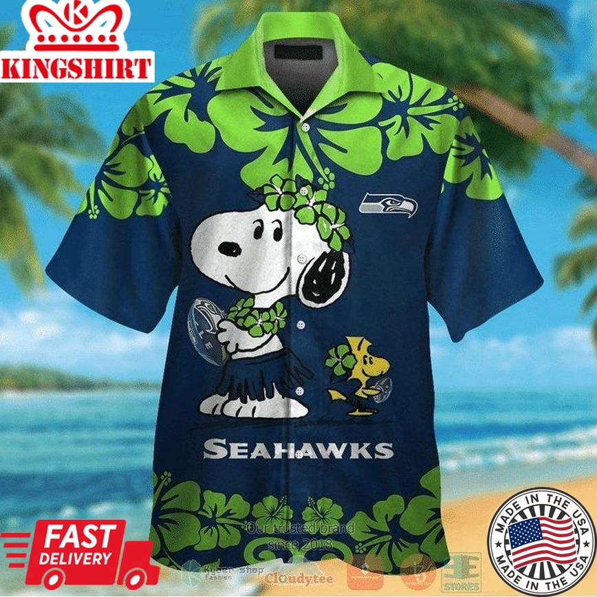 Nfl Seattle Seahawks Navy Green Snoopy Trendy Hawaiian Shirt Aloha Shirt