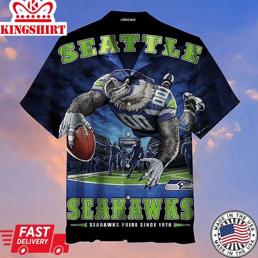 Nfl Seattle Seahawks Navy Mascot Trendy Hawaiian Shirt Aloha Shirt