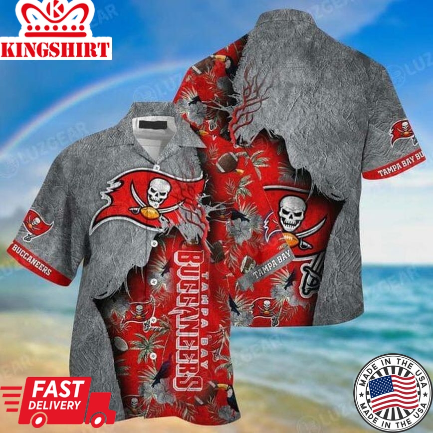 Nfl Tampa Bay Buccaneers Red Grey Trendy Hawaiian Shirt V3 Aloha Shirt