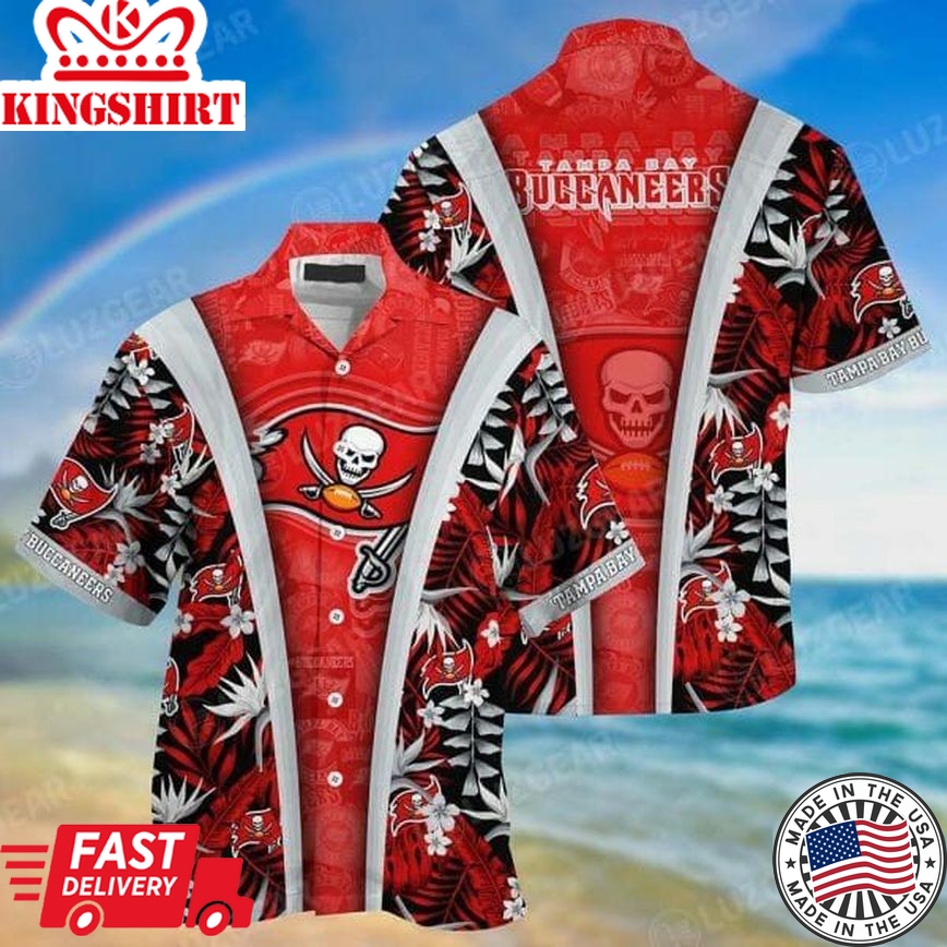 Nfl Tampa Bay Buccaneers Red Grey Trendy Hawaiian Shirt V4 Aloha Shirt