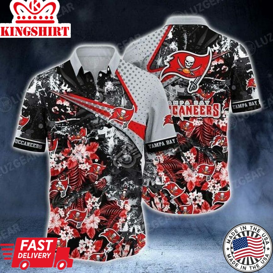 Nfl Tampa Bay Buccaneers Red Tropical Flowers Trendy Hawaiian Shirt Aloha Shirt