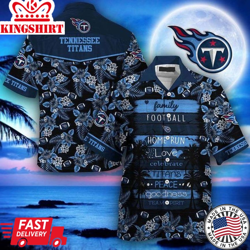 Nfl Tennessee Titans Flowers Navy Blue Trendy Hawaiian Shirt Aloha Shirt