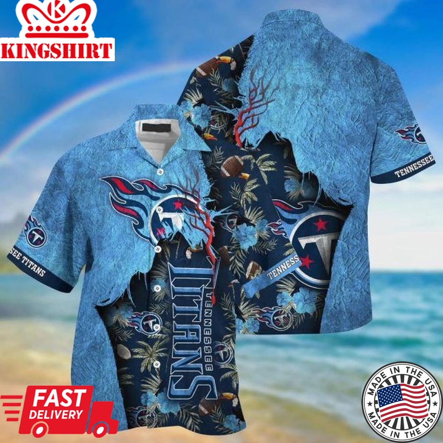 Nfl Tennessee Titans Flowers Navy Blue Trendy Hawaiian Shirt V2 Aloha Shirt