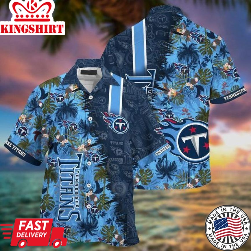 Nfl Tennessee Titans Flowers Navy Blue Trendy Hawaiian Shirt V3 Aloha Shirt