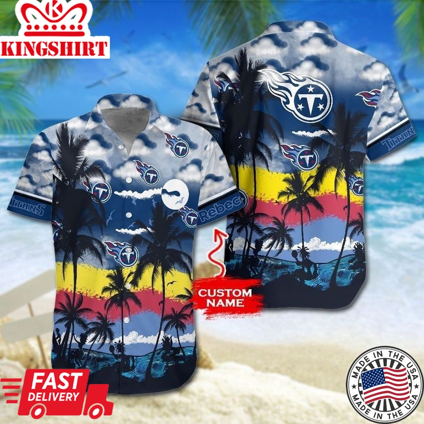 NFL Tennessee Titans Hawaiian Shirt And Shorts - Premium Hawaiian Shirts - Custom Name Hawaiian Shirts M2Rtt1140