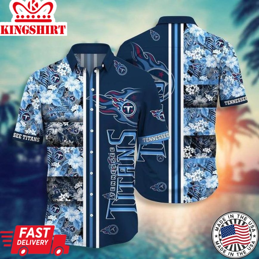 Nfl Tennessee Titans Tropical Navy Blue Trendy Hawaiian Shirt Aloha Shirt