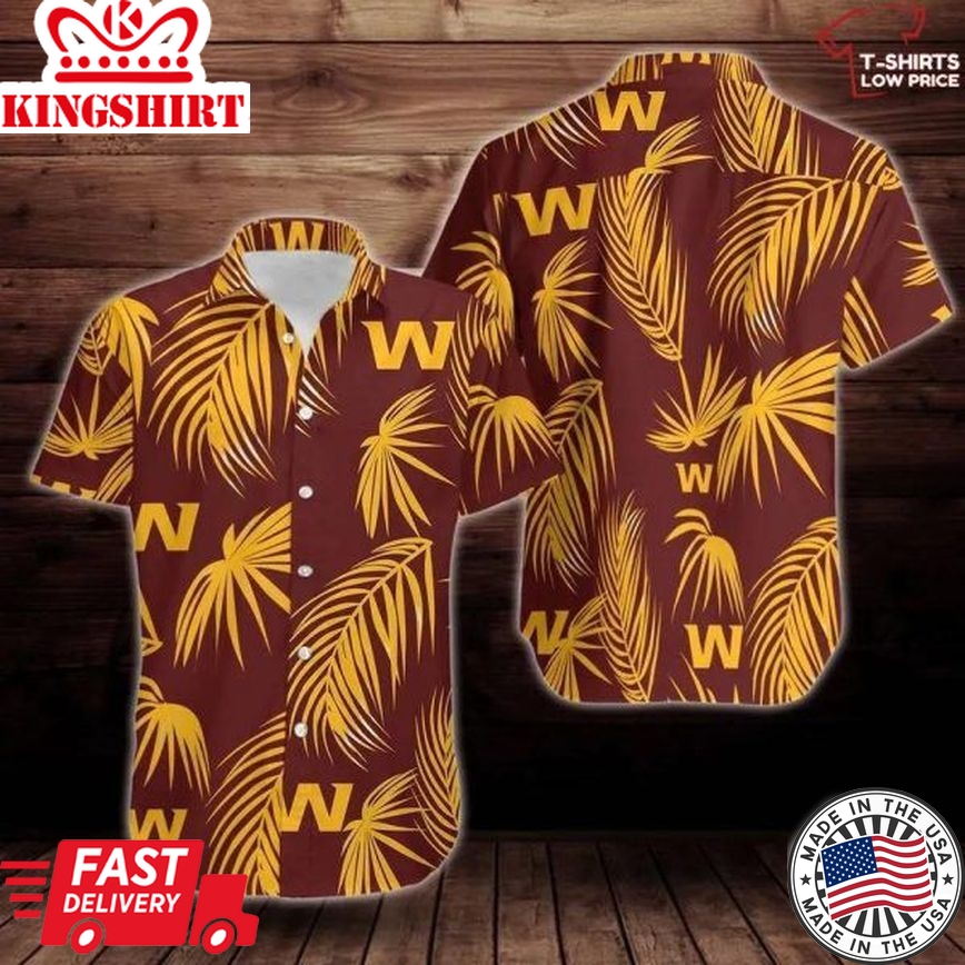 Nfl Washington Commanders Yellow Leaf Trendy Hawaiian Shirt Aloha Shirt